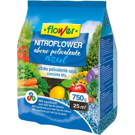Flower Abono Azul Universal Nitroflower - Abono Universal para todo tipo de Cultivos de Exterior - 750 Gr (1/5)