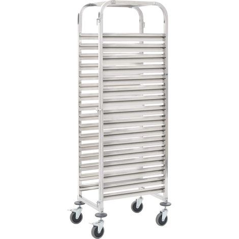 Tablettwagen für 16 Tabletts 38x55x163 cm Edelstahl