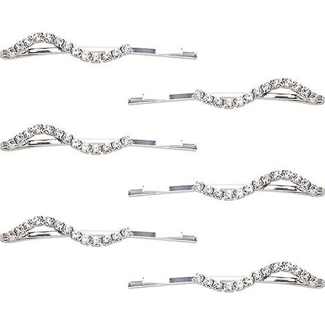 pince Cheveux En Mtal Argent Strass 6 Pices, Pince Cheveux En Cristal, Strass Diamante Ajust Pour Femmes Et Filles (1/5)