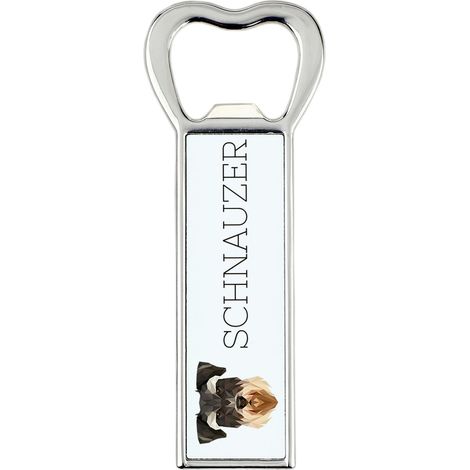Schnauzer, Schnauzer: abridor de botellas con foto e inscripción para cerveza Art-Dog. (1/5)