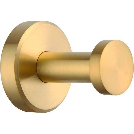 Toallero de baño negro mate, moderno gancho de acero inoxidable, práctico soporte para toallas de ducha, para almacenamiento en baño y cocina (gancho de acero inoxidable, dorado cepillado). (1/5)