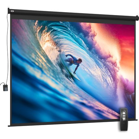 120-Zoll-Projektionsleinwand (4:3, verstellbar) mit Fernbedienung, 244 x 183 cm, Schwarz