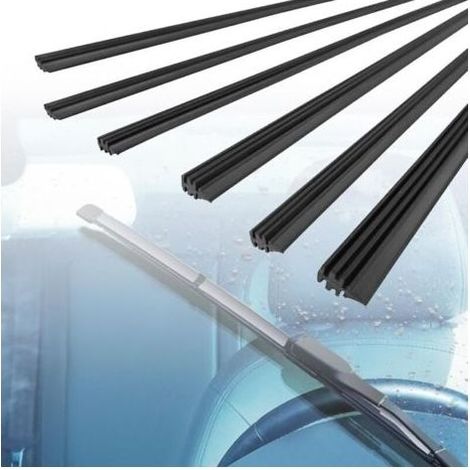 Pair 6 Pièces Caoutchouc Essuie Glace,Lames d'Essuie-Glace De Rechange en Caoutchouc,Universelles Glace Bandes Essuie-Glaces,Compatible avec Tous Les Essuie-Glaces,Découpable (800mm) (1/5)