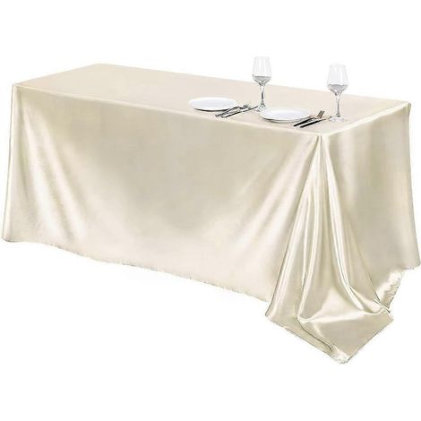 Rechteckige Tischdecke aus glänzendem Satin, einfarbig, für exklusive Hochzeiten oder Bankette. (1/5)