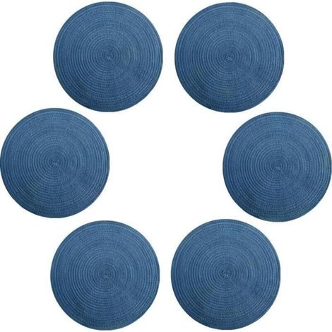 Sets de Table - Non spécifié - Lot de 6 - Rond - Tissé à la Main - Anti-dérapant - Lavable (1/3)