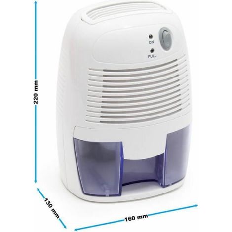 Déshumidificateur - Effet Peltier - Capacité 250 ml/jour - Pour Pièces Jusqu'à 20 m² - Réservoir 0,5 L - Blanc (1/4)