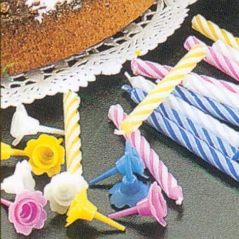 Lot De 24 Bougies Anniversaire +12 Avec Bobèches - Metaltex
