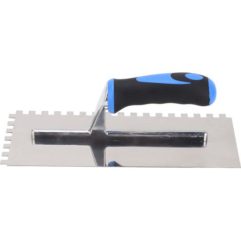 Truelle crantée carrée, poignée ergonomique en caoutchouc, en acier inoxydable, 8 mm, pour carrelage et revêtements de sol. (1/5)