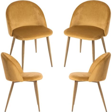 Packs Sillas Comedor - Pack 4 Sillas Vint Terciopelo - Mostaza
