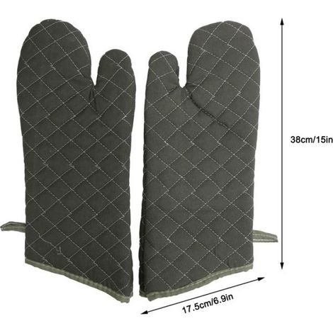 Gants de cuisson - Noname - Résistant à la chaleur - Coton épais - Vert - 38 x 17,5 cm (1/5)