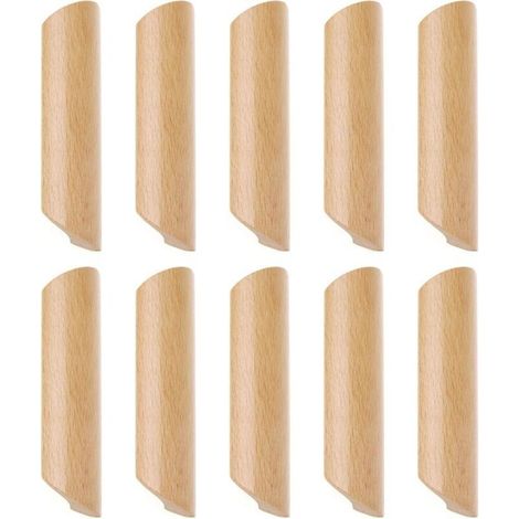 Set mit 10 Holzgriffen für Schränke, 128 mm Fächerform, Schubladengriffe für Möbel mit Schrauben (1/4)