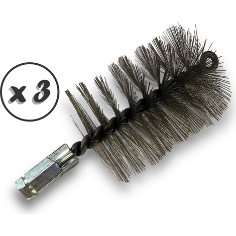 Lot de 3 Brosses à tube PRO INOX Ø 80 mm Raccord M12175 femelle Ame en acier torsadé Nettoyage brossage tube et canalisation Kibros 41SCI80x3