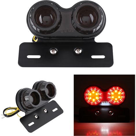 Phare arrière LED moto avec clignotant et feu stop pour café racer personnalisé - Lumière rouge (1/5)