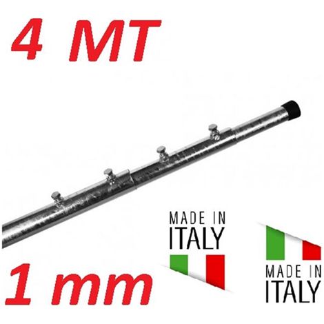 Palo Telescopico 4 Metri 2 Pezzi Da 2 Metri Spessore 1 Mm Zincato A Fuoco Made In Italy (4 Mt)