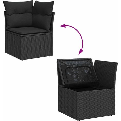 Maison Exclusive - Gartensofa-set mit Speicher 9 pcs Schwarz Poly