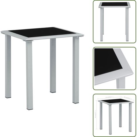 Mesa de jardín con vidrio - vidaXL Mesa de jardín acero y vidrio negro y plateado 41x41x45 cm - Mesa de jardín negra