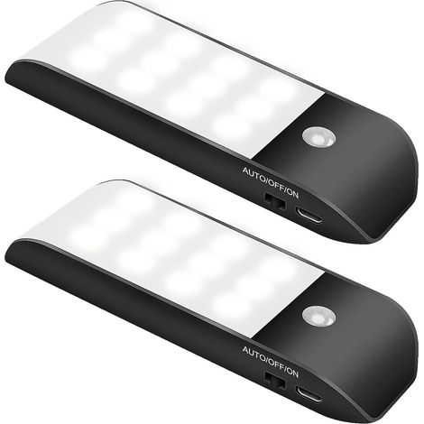 Lot de 4 lampes LED à détecteur de mouvement pour escaliers, placards et penderies - Éclairage de placard sans fil et facile à installer (1/5)