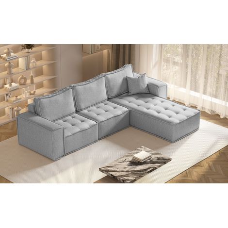 Kaiser Möbel L-förmige Bohoo-Maxi-Ecke in zeitlosem Design Grau Rechts (1/5)