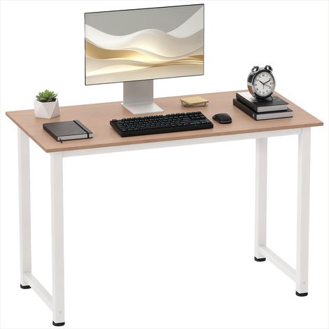 Bureau 120 x 60 cm chêne métal blanc 120 x 60 x 76 cm (1/5)