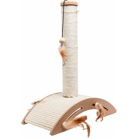 Griffoir Ella avec jouets à plumes, 40x21cm x H 54 cm pour chat - Flamingo (1/3)
