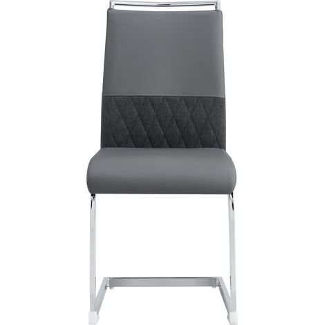 Set di 6 sedie da pranzo moderne grigie con schienale in PU e lino (1/5)