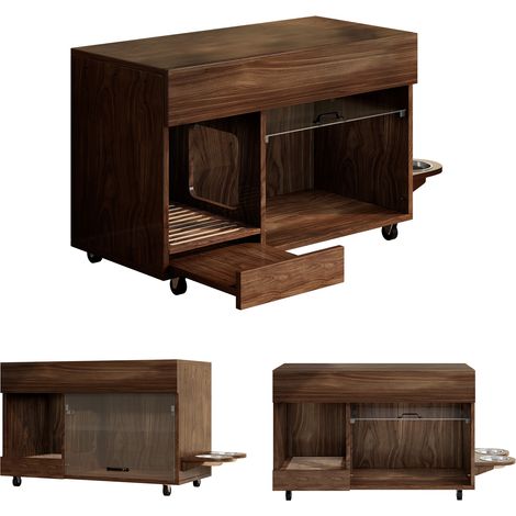 Meuble caché pour litière de chat avec rangement multifonction en bois noyer 100x45,5x67 cm (1/5)