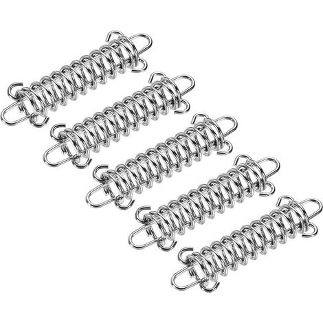 5 piezas, Muelle de tensión, Muelle de tensión, Hebilla de resorte, 11,5 cm, Acero inoxidable, Plateado, toldos, barcos y caravanas (1/5)