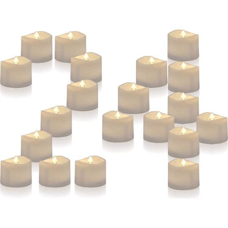 Lot de 24 bougies LED sans flamme — adaptées aux photophores, aux décorations de table ainsi qu'aux mariages ou aux fêtes. (1/3)