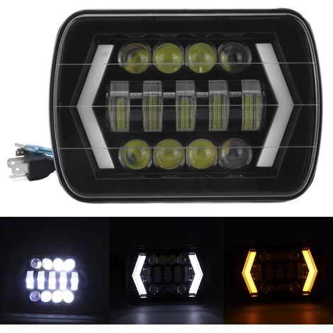 Phare LED 5x7 pouces 60W Forme d'éclairage en flèche carrée Culot H4 Étanche IP67 pour camions tout-terrain (1/5)