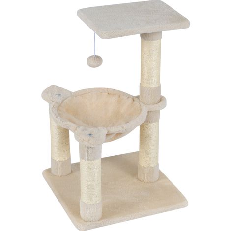 Katzenbaum mit Hängematte und Sisalstämmen, 64 cm, Beige