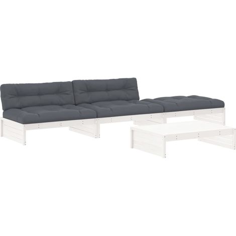 Maison Exclusive - Set Divani da Giardino 4pz con Cuscini in Legno Massello Bianco