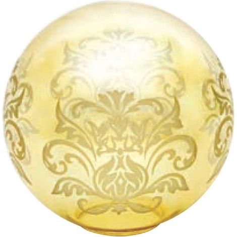 Abat-jour boule en verre AMBRE avec dessin 14cm avec embouchure 5,5cm