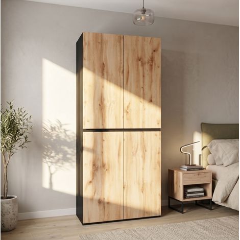Armadio guardaroba a 4 ante 90 x 50 x 200 cm con appendiabiti e cassetto portagioie (1/5)
