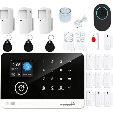 Sistema de alarma de seguridad, conexión inalámbrica, compatibilidad con hogar inteligente, kit de 22 piezas, inglés-b (1/2)