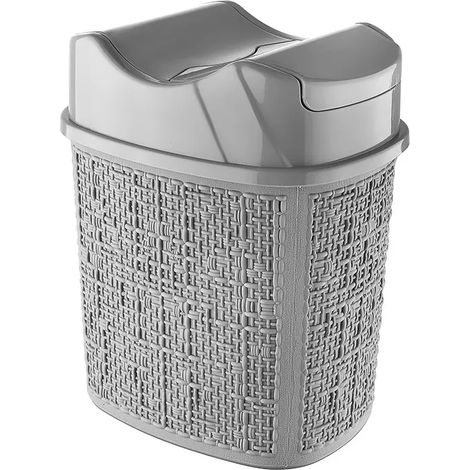 Cestino spazzatura in plastica grigia con doppio coperchio basculante 5 lt (1/3)