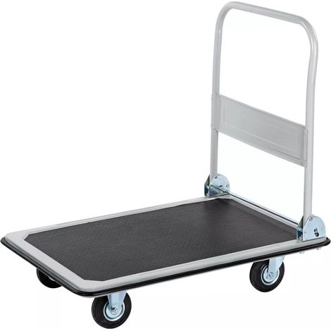 Carrello Portapacchi Pieghevole in Acciaio con 4 ruote e piattaforma Antiscivolo nera per Uffici e Magazzini - Portata max 150 Kg - Misura 73x47x83 cm (1/5)
