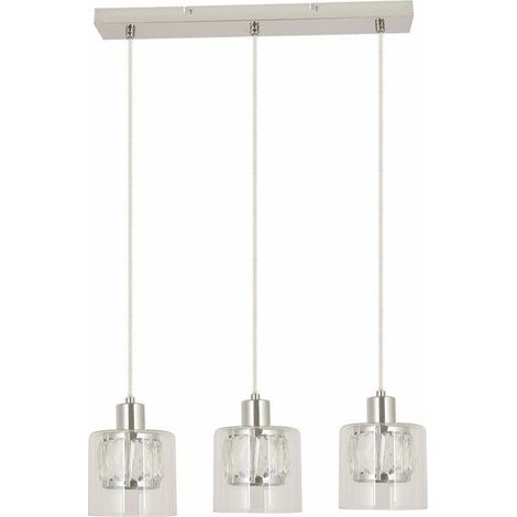 Suspension barre chromée Elmo, 3 globes verre, E14 Reality (1/3)
