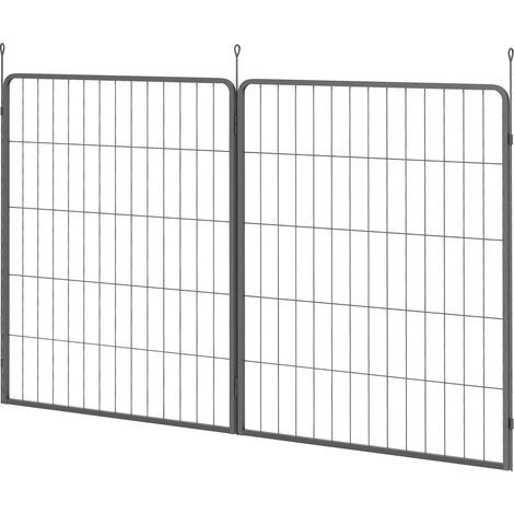 Lot de 2 panneaux d'extension pour enclos à chiots, barrière pour chien en acier gris, parc de jeu pour animaux. (1/5)