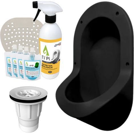 Kit de urinario sin agua oculto TI'PI + kit de válvula de paracaídas + kit de mantenimiento negro (1/4)