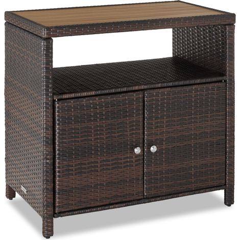 Armoire de jardin en rotin MONSCIA, lamelles WPC aspect bois - (1/5)