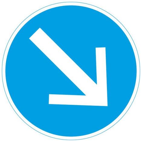 Panneau VKZ.222 Rond 600mm sens de la marche à droite Label de qualité RAL film RA2 (1/2)