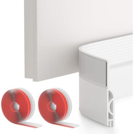 Set di 2 paraspifferi autoadesivi per porte - Guarnizioni e paraspifferi per porte - Contro spifferi e insetti - Per isolamento acustico - 100 cm - Bianco (1/5)