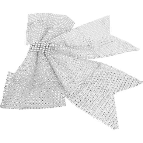 Nœuds de Noël en tissu et strass, grand ornement de sapin de Noël (lot de 3) (1/5)
