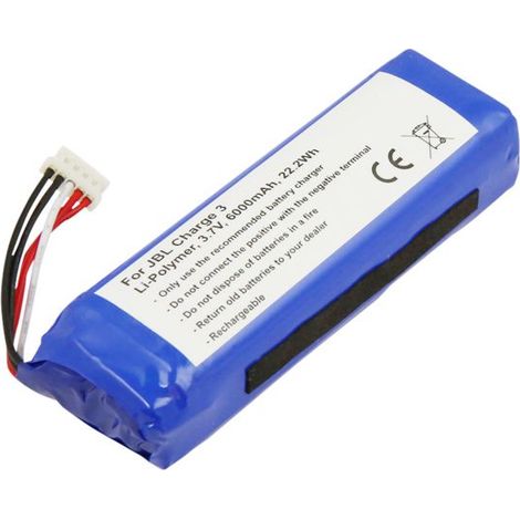 Batterie de Remplacement pour JBL Charge 3 2015 Li-Polymer 3,7V 6000mAh 22,2Wh (1/3)