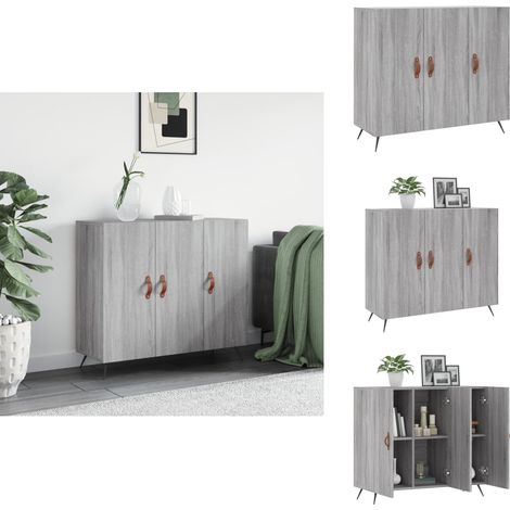 Sideboard Grau Sonoma 90x34x80 cm Holzwerkstoff - Sideboard - Wohnzimmermöbel - Holzmöbel - Grau - Modernes Design (1/5)