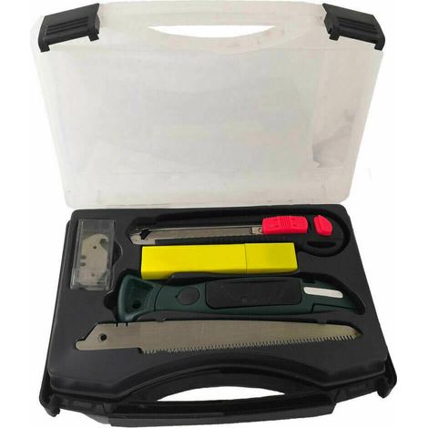 KIT 30 PZ SEGHETTO TAGLIERINO CUTTER LAME IN ACCIAIO INOX FALEGNAMERIA VALIGETTA