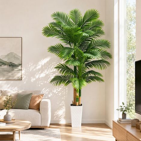 210cm Plantes Palmier Artificielles Interieur - Fausse Areca Plante en Noir Pot, Grande Arbre Artificielle, Fake Verte Plant pour Décoration d'Intérieur de Bureau ou Salon ou Maison (1/5)