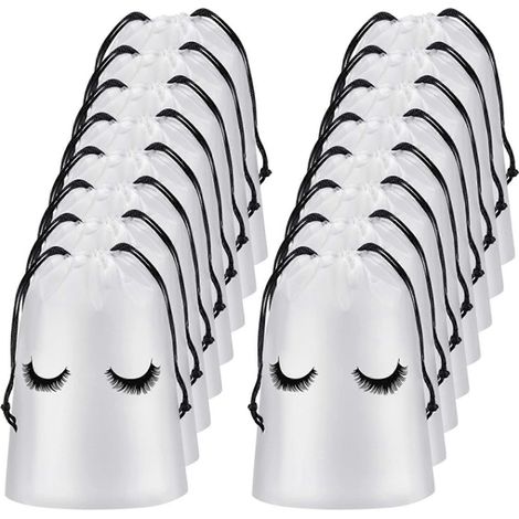 50 pochettes de soin pour extensions de cils, trousses de maquillage, pochettes de toilette blanches, taille M (1/5)