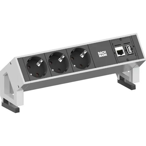 Bachmann DESK 2 Mehrfachsteckdose Aluminium USB 3.0 CAT6A (1/2)