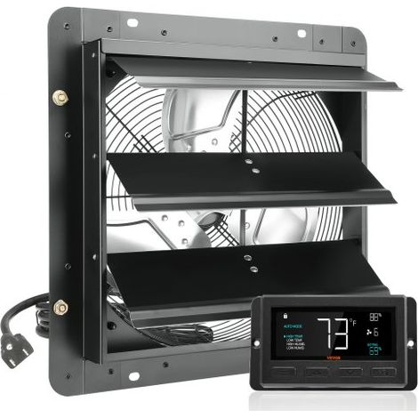 Abluftventilator, 356 mm,Temperatur-Feuchtigkeitsregler, EC-Motor, 1024 CFM, Wandlüfter mit variabler Geschwindigkeitsregelung zur Wandmontage, Belüftung und Kühlung für Gewächshäuser, Garagen (1/5)